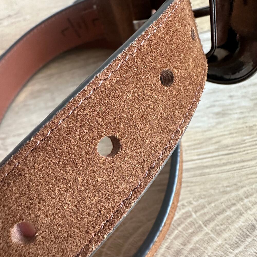 Lucky Brand Tan Suede Rope Engraved Western Buckle Belt Silver Tone L - Picture 5 of 7